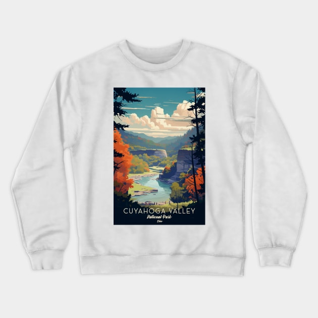 Cuyahoga Valley National Park Travel Poster Crewneck Sweatshirt by GreenMary Design